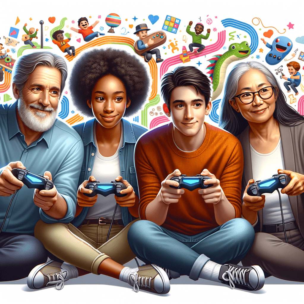 2020年のロックダウン期間中に家族や友人と一緒に「スーパーマリオパーティ」をプレイし、楽しんでいる様子を表す画像。ソーシャルなつながりを求める人々の様子を描写。