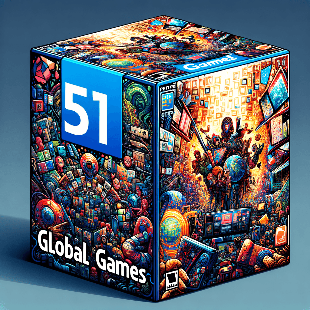 『世界のアソビ大全51』のゲームカードボックスのクローズアップ画像。多様なボードゲームやカードゲームが収録されている点を強調。