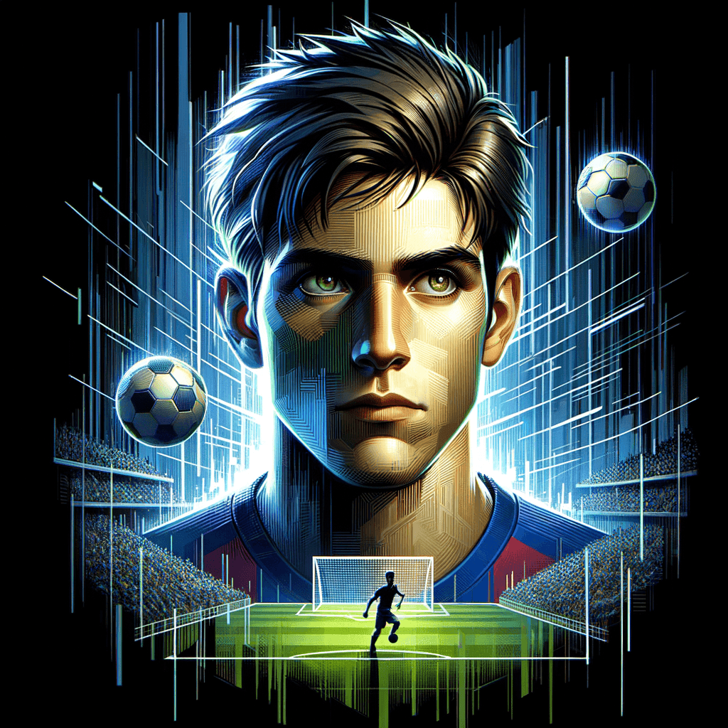 メインストーリー「雲明編」の主人公、笹波雲明がサッカーボールを手に、決意に満ちた表情をしている様子。背景は荒廃したサッカー場とし、「サッカーを取り戻す」というテーマを表現。