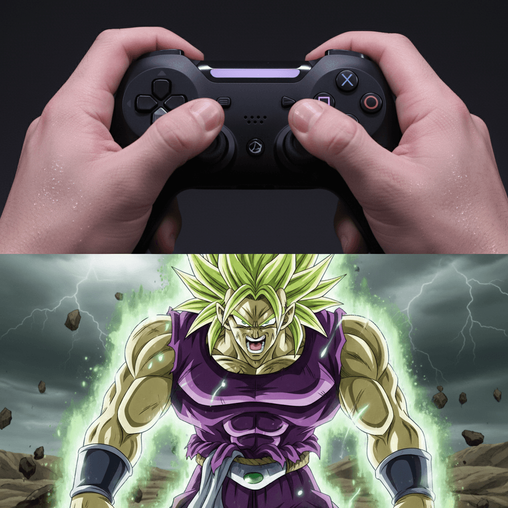 ブロリーやハルクのようなパワーキャラをプレイする際に、コントローラーが酷使される様子を表現しています。