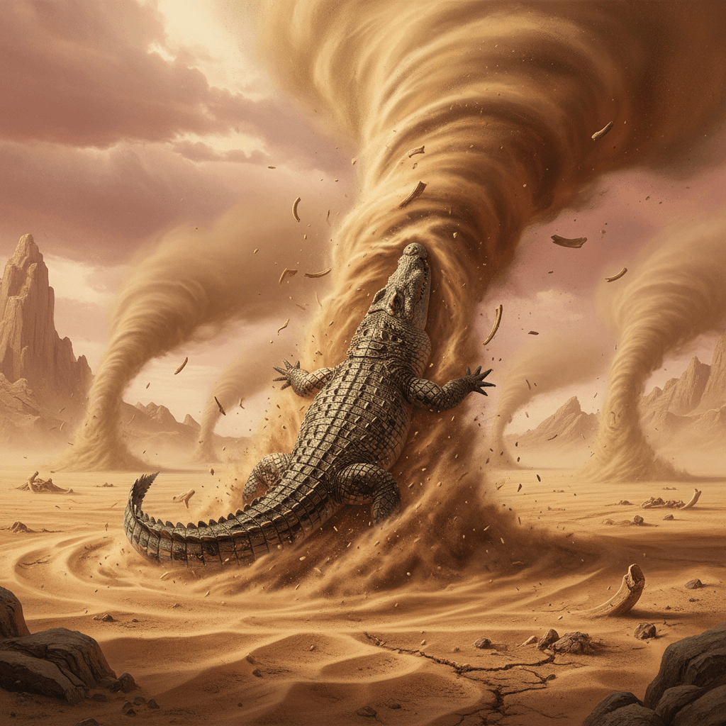 クロコダイルの必殺技である「浸食輪廻」によって砂漠が侵食され、変わり果てた戦場を表現しています。