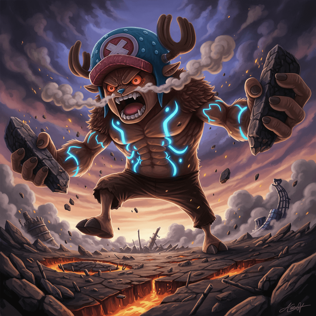 チョッパーのモンスターポイントの圧倒的な力強さと、記事で触れられている「リスクとリターンの極致」を想起させるイメージです。