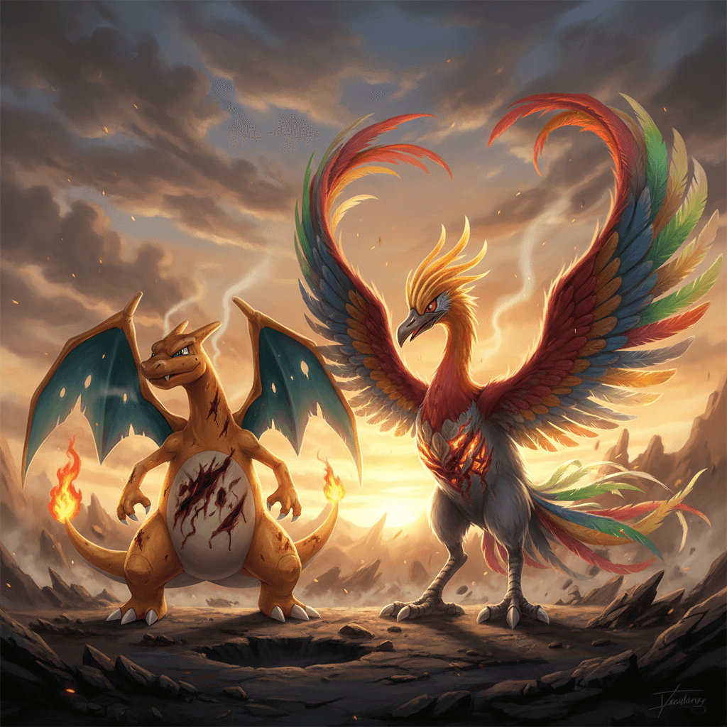 両者に共通する弱点であるステルスロックの影響を強調し、その危険性を視覚的に表現しています。