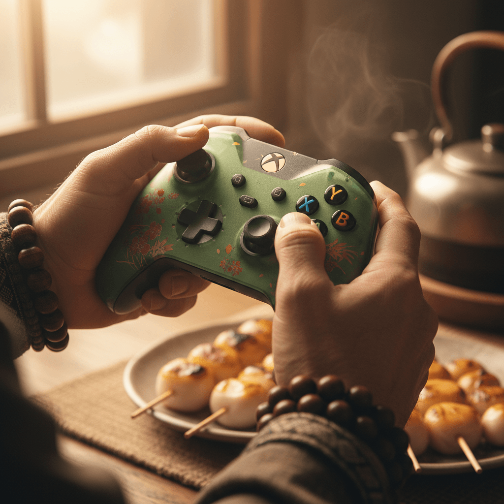 コントローラーの重要性を説明するセクションを視覚化。団子屋の主人の繊細な操作をコントローラーを通して表現します。