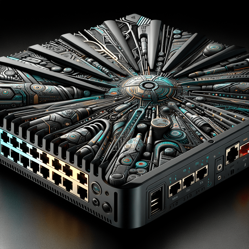 ゲーミングルーターの背面にあるLANポートのクローズアップ。1Gbps、2.5Gbps、10Gbpsなど、異なる速度のポートが示されている。