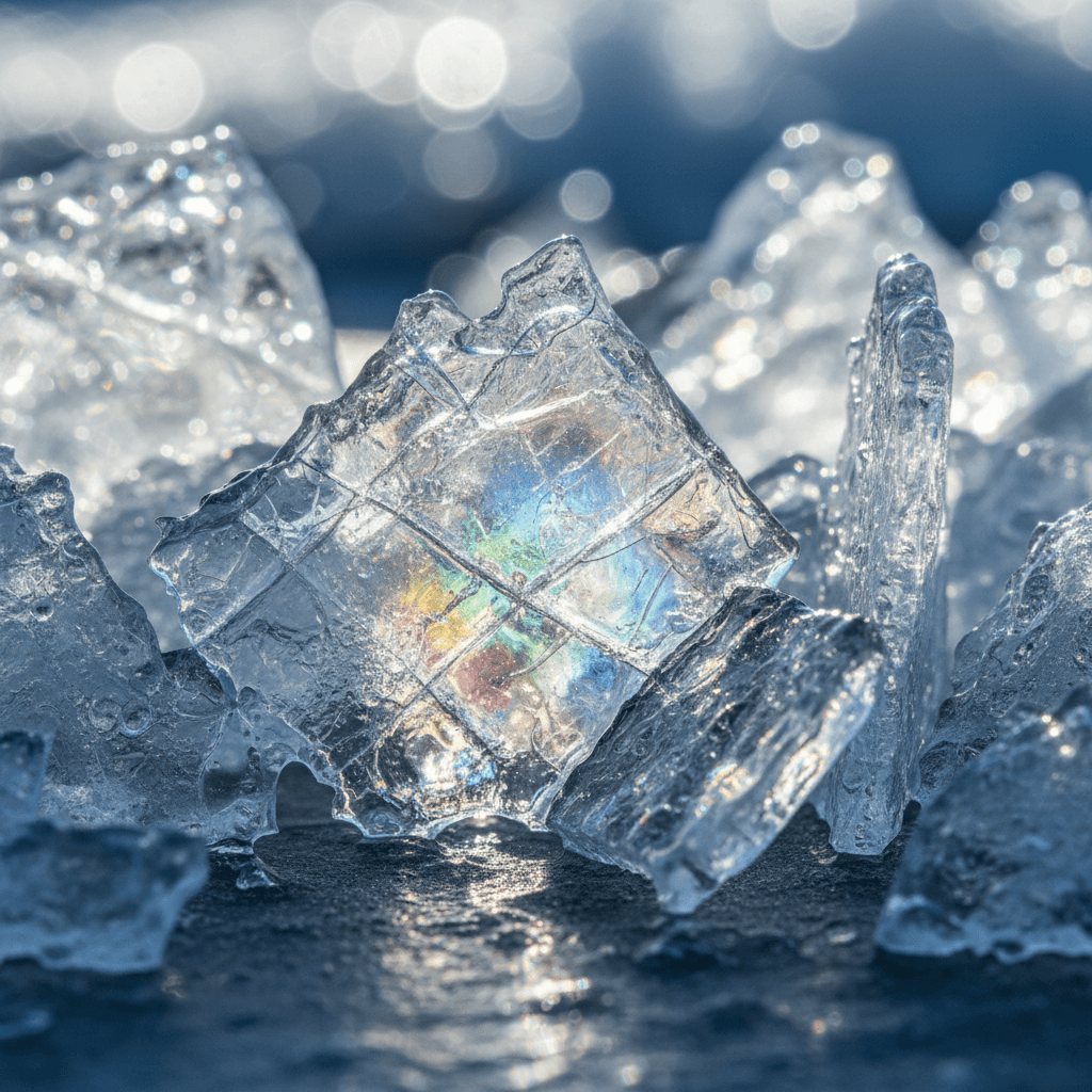 アンリアルエンジン5による氷の表現進化を視覚化。サブサーフェイス・スキャタリングを強調し、次世代機の技術デモ画面のようにすることで、記事における業界トレンドのセクションを表現しています。