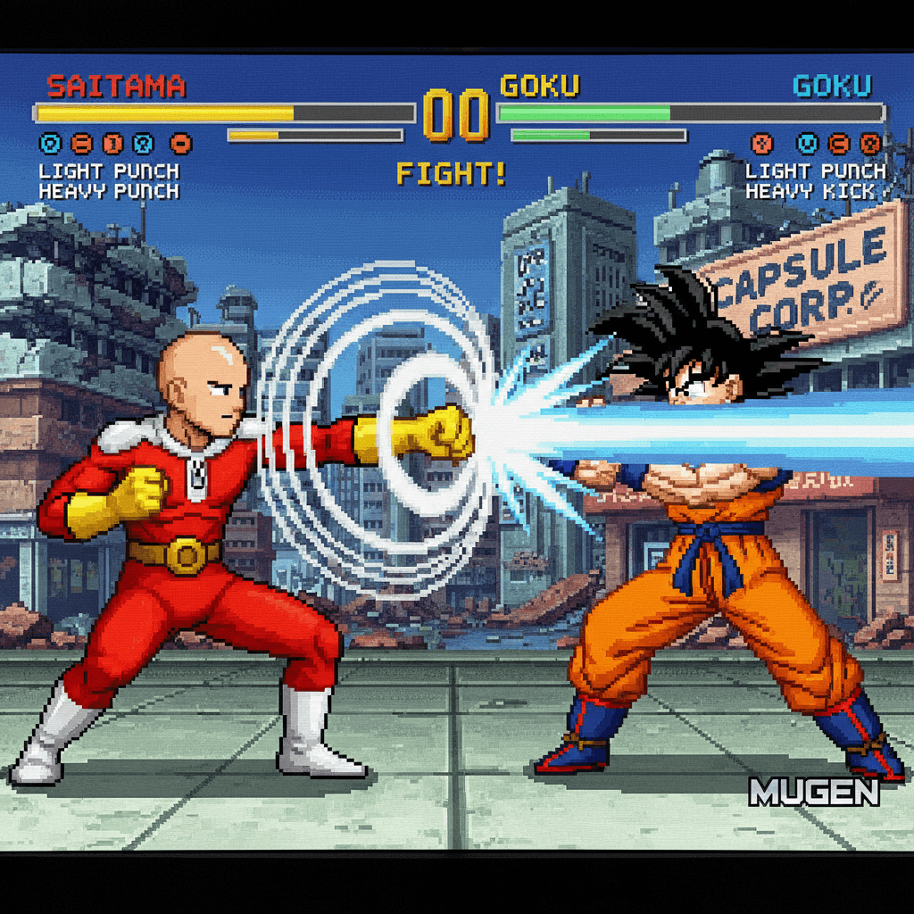 MODコミュニティで作成されたM.U.G.E.Nでのサイタマ対悟空の戦いを再現。ゲーマーの「自分たちでシミュレーションしたい」という欲求を表現。