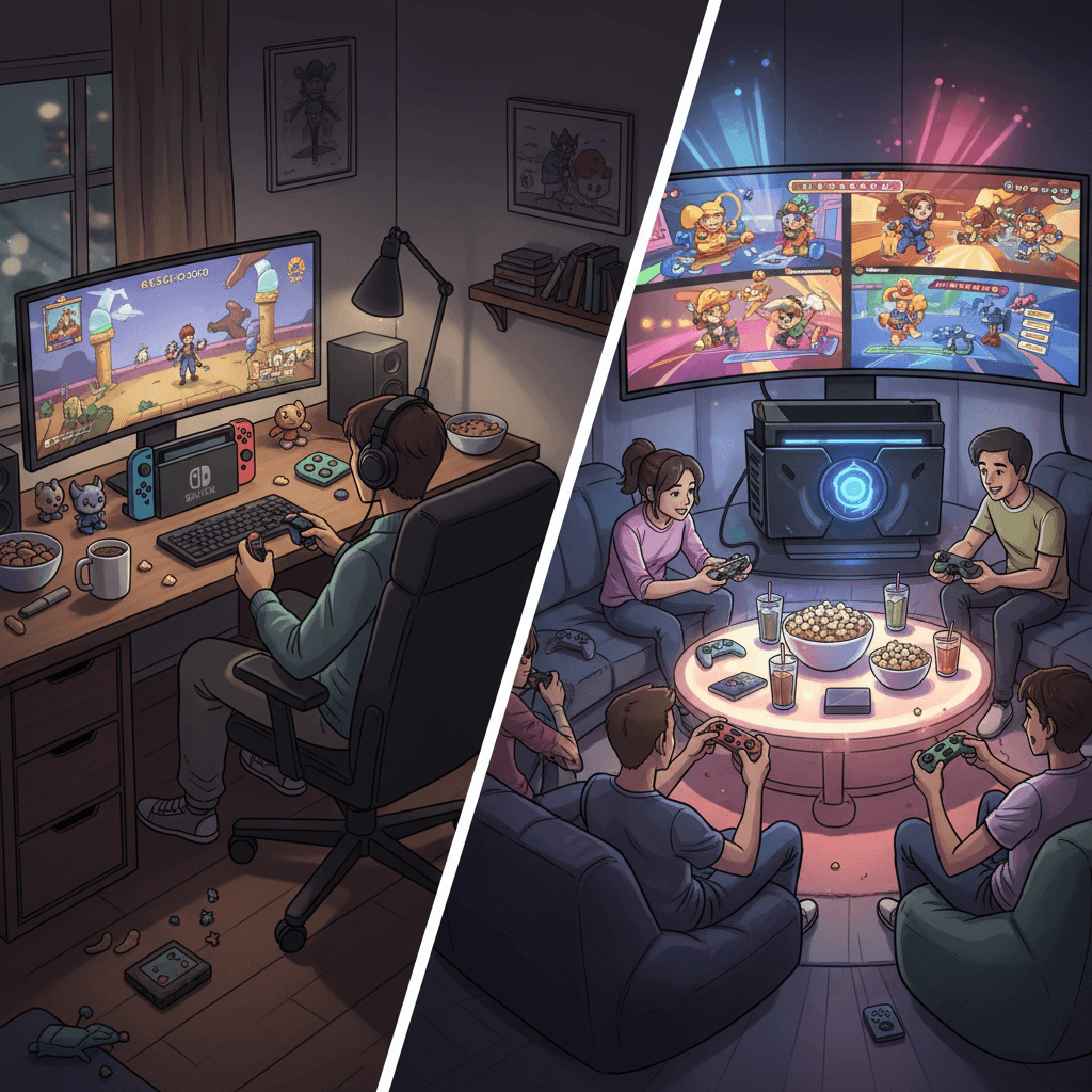 Switch 2で何が変わるの比較ポイントを整理したイメージ